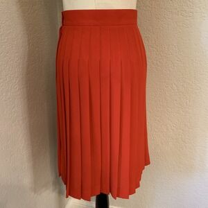 Vtg Red Pleated Knee Length Skirt Side Zip Liz Claiborne Women's Sz 6 *FLAW*